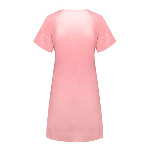 Londony Women's Short Sleeve Tunic Dress O Neck Loose Swing Shift Dresses Summer Casual T Shirt Dresses Swimsuit Red