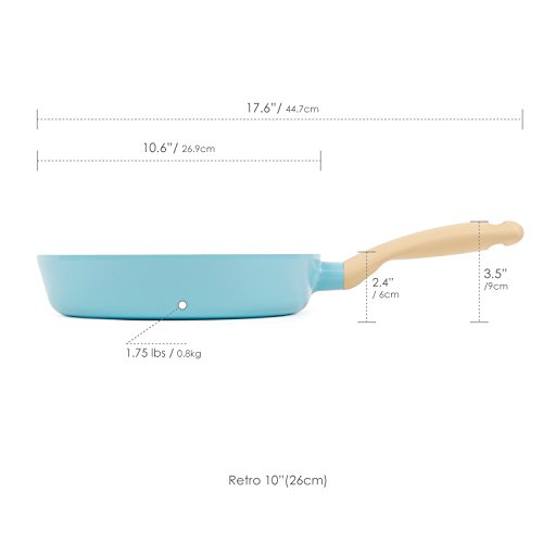 Neoflam Retro Cast Aluminum Frying Pan with Soft-Touch Handle and Ceramic Non-Stick Coating Skillets, 10", Mint