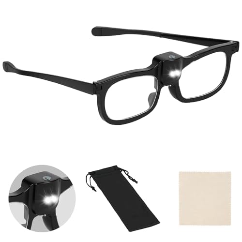 AOOSU Magnifying Glasses with Light, Magnifier Spectacles 150% Magnification Hands Free Lighted Magnifying Glass for Reading, Sewing, Close Work, Jewellers, Arts, Crafts and Hobbies