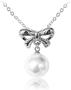 Yuntun Korean Fashion Clavicle Chain Necklace Pearl Bow Pearl Pendant