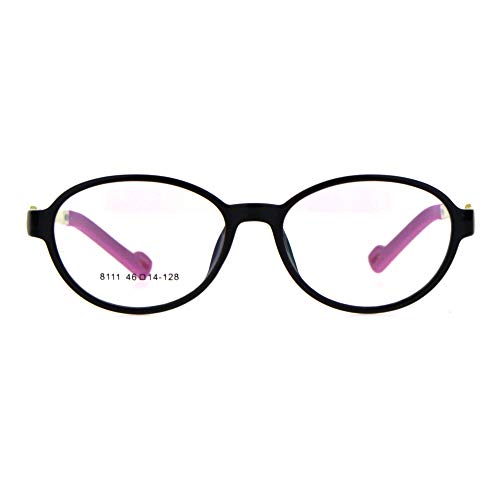 Girls Kid Size Crush Proof Plastic Optical Quality Oval Plastic Eyeglasses Frame Black White Pink