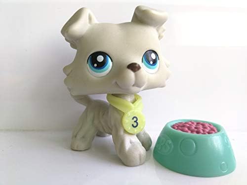 Hot Toy LPS Collie Grey Dog Blue Eyes Puppy 363 with Accessories Collection Toys Figure Rare Girls Boys Gift 1 PC