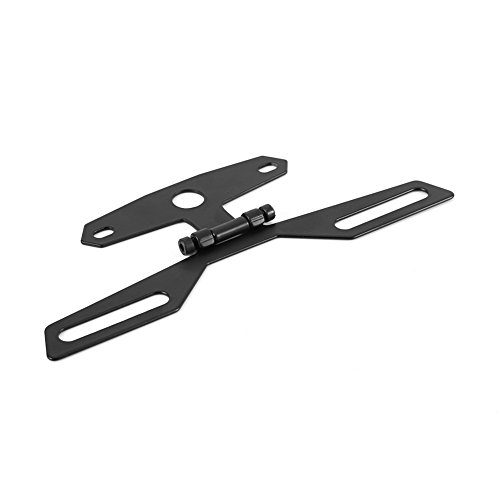 Cuque Folding License Plate Tail Light Holder Rear Bracket Mount Black Aluminum Alloy for Motorcycle ATV with Conventional Rear Fender