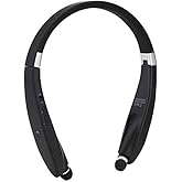 gernie Bluetooth Neckband Headphones, 16H Playtime, Noise Isolating Earbuds, Foldable Design, Retractable Earbuds, Sports Sweatproof, Crystal Clear Calls (Black)