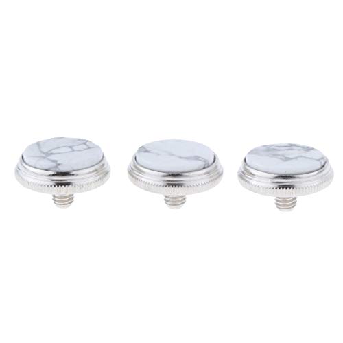 3 Pieces Alloy Shell Inlays Trumpet Finger Buttons Brass Instrument Accessories, 2 Colors for Choose - White Gray