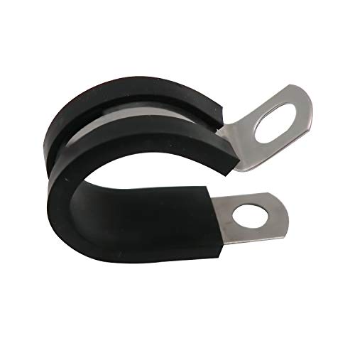 3/8" Cable Clamp Stainless Steel Insulated Rubber Cushioned - Cable Clamp, Pipe Clamp, Hose Clip, Line Clamp and wire clamp (12 Pack)