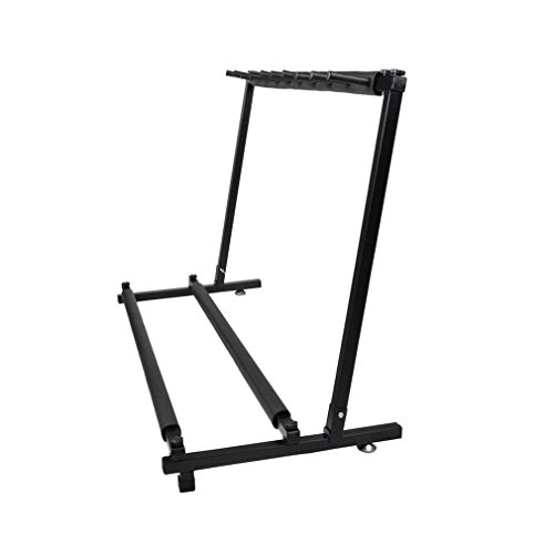 Simoner Multi Guitar Stand, Foldable Universal Display Rack- with No-Slip Rubber Padding for Classical Acoustic, Electric, Bass Guitar and Guitar Bag/Case, Black (9-Holder)
