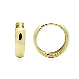 14K Yellow Gold Plain Domed 10 mm Length Huggie Hoop Earrings