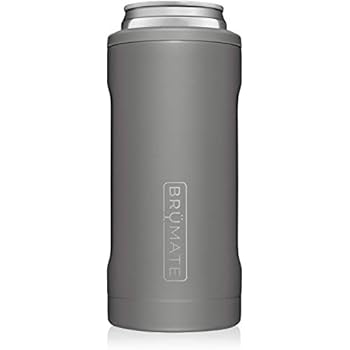 BrüMate Hopsulator Slim Double-walled Stainless Steel Insulated Can Cooler for 12 Oz Slim Cans (Matte Gray)