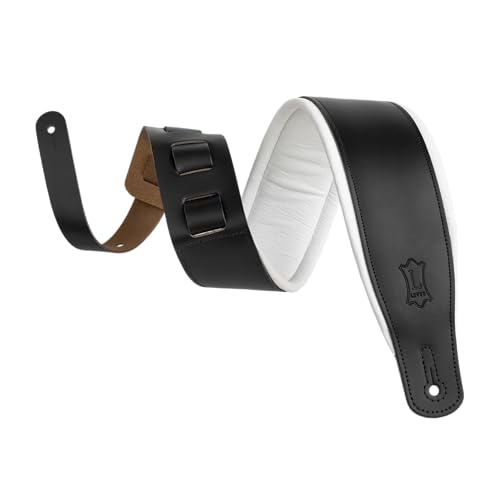 Levy's Leathers Amped Leather Series Gitarrengurte aus genarbtem Leder, 7,6 cm breit, Smoking (M26PD-BLK_WHT) Schwarz und Weiß