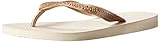 Havaianas Women's Top Metallic Flip Flop, Beige, 37 BR/7/8 W US