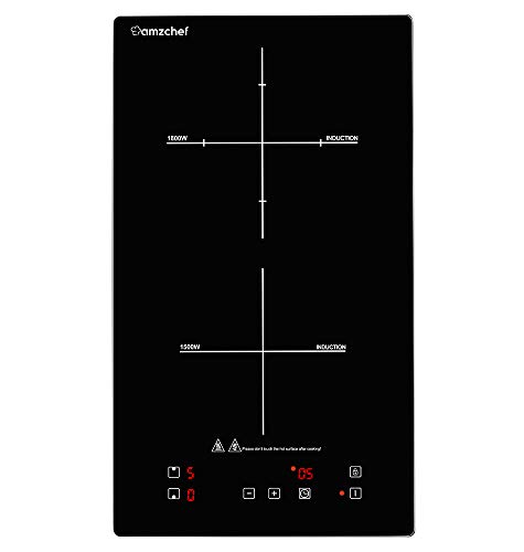 Domino double table de cuisson à induction,AMZCHEF plaque à induction avec cristal noir poli surface,commandes tactiles…