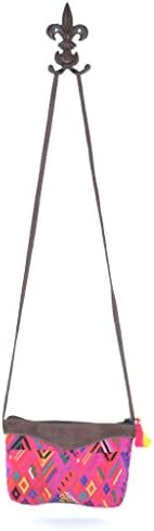 Vintage Huipil and Leather Cross-Body Bag (Suede-Pattern 10)