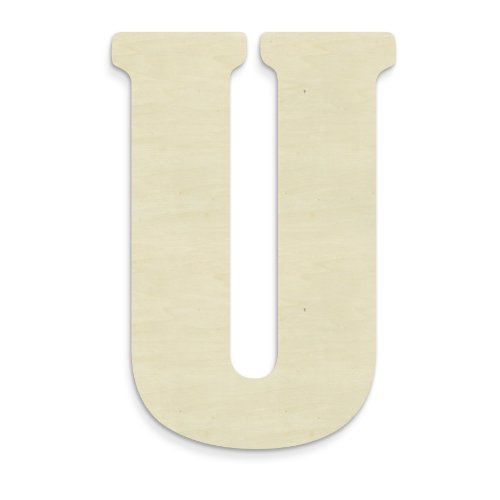 UNFINISHEDWOODCO Unfinished Wood Letter, 15-Inch, Monogrammed U, Large
