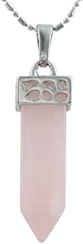 Aoneitem 2 Pcs of Women Men's Healing Point Chakra Cut Charms Gemstone Pendant Fit Necklace (Rose Quartz)
