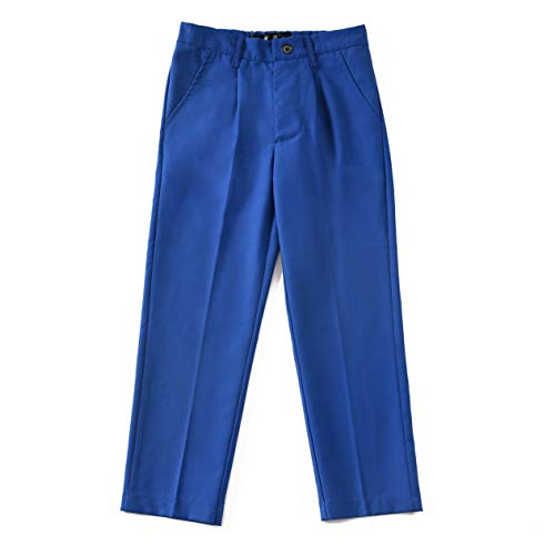 Suit for Boys 4 Piece Ring Bearer Suits Slim Fit Vest and Pants Set Royal Blue Size 8