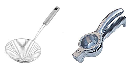 Sakoraware Stainless Steel Deep Fry Strainer & Aluminum Lemon Squeezer Combo