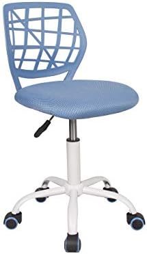 Office Chair FurnitureR Swivel Adjustable Armless Kids Study Chair with Cross Star Mid Back Task Computer Desk Chairs Blue