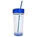 Mighty Mug Spill-Free Ice Tea & Coffee Tumbler with Straw, Double-Walled, Unspillable Cup, Condensation-Free, Unbreakable Tritan Plastic, BPA Free, (Blue, 20oz)