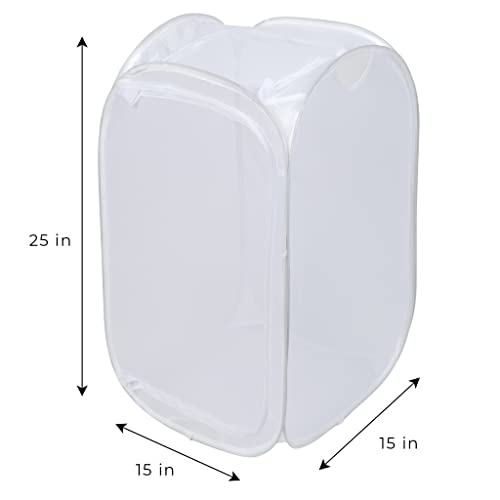 Smart Design Mesh Pop Up Flip Laundry Hamper and Basket Handles and