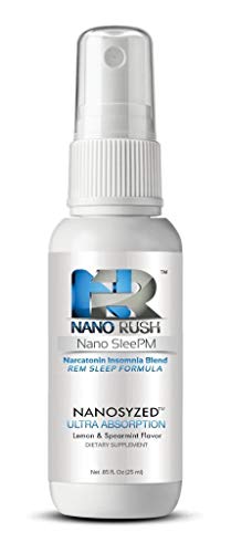 NanoRush SleePM Insomnia Oral Spray- Melatonin Sleep Blend REM Natural Remedy with Nanotechnology for Quick and Easy Absorption (Lemon & Spearmint 30 Day Supply)