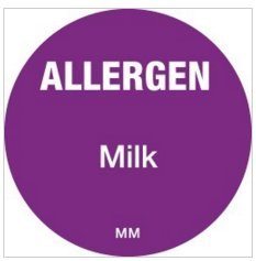 116141 - Daymark 25mm Circle Purple Allergen Milk Label