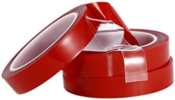 Zetek Digital Heat Resistant Acrylic Double Sided Adhesive Tape Roll,Clear Sticker for Car/Cell Phone Repair,Red, 3/4"x10ft×1mm
