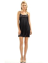 Camisola básica de satén sedoso para dama Chemise Full Slip camisón ropa de dormir- bajo suéter transparente, vestido, túnica