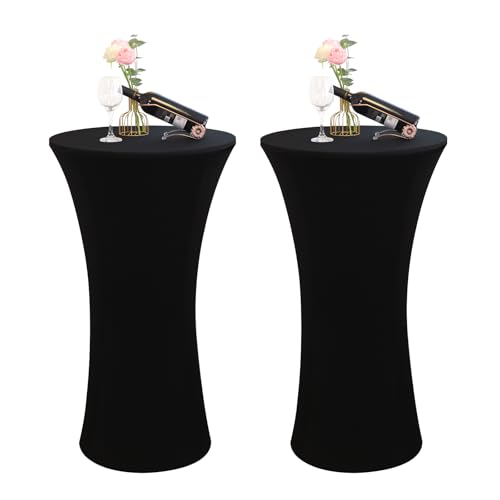 SereneGrace Round Spandex Table Cover Black