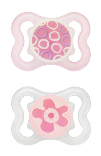 MAM Mini-Air Orthodontic Pacifier, Girl, 0-6 Months, 2-Count