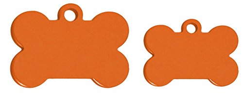 10 Bulk Wholesale Blank Bone Shape Premium Pet Id Tag, 9 Colors, 2 Sizes to Choose From (Orange, Large)