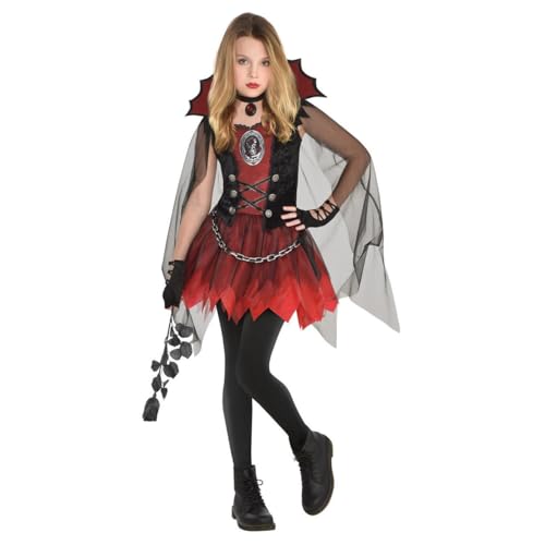amscan 9905169 - Disfraz infantil de vampiro, vestido, capa, collar, bruja, fiesta temática, carnaval, Halloween