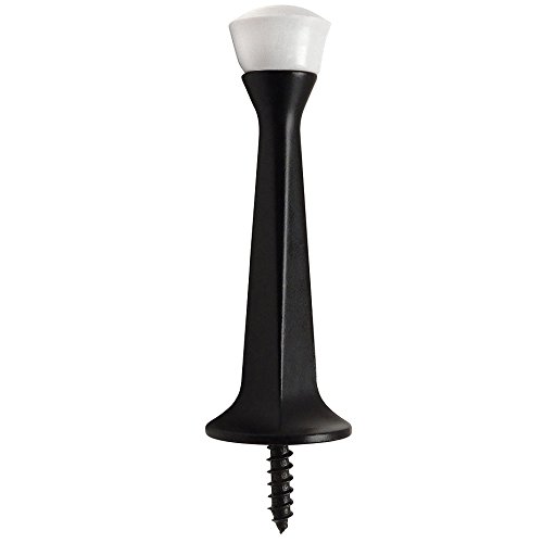 Designers Impressions Matte Black Heavy Duty Solid Rigid Door Stop w/ White Rubber Tip : 6752