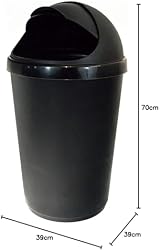 Easy Shopping 50L Bullet Bin Plastic Waste Paper Dustbin with Flap Lid view 2