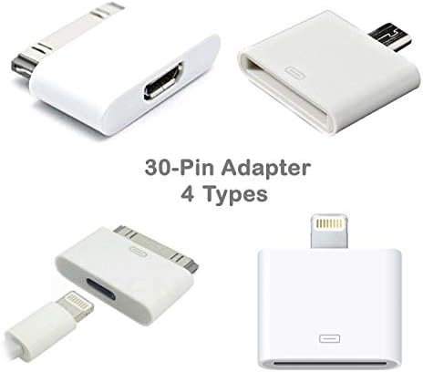 4 In 1 Adapters Connectors Pack | 30-Pin Male & Female | MicroUSB to 8-Pin Male & Female | Compatible with Smartphones, Docking Devices, Cars and More by ME SUPERB