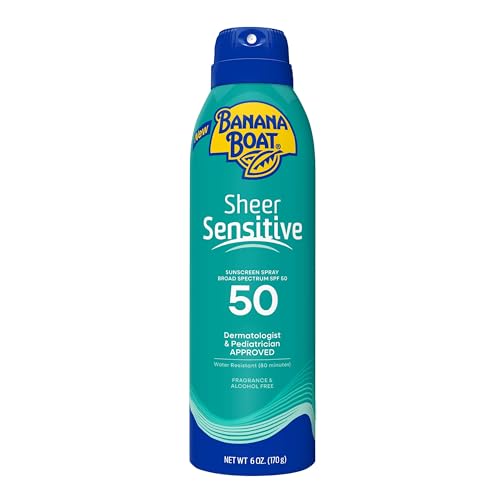 Banana Boat Sheer Sensitive Sunscreen Spray SPF 50, 6 Oz