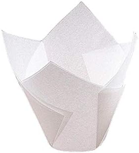 Taylor Kelsen 50Pcs Solid Color Cupcake Wrapper Liners Muffin Tulip Case Cake Paper Baking Cup (White)