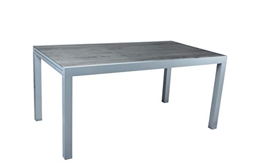 greemotion Ausziehtisch Monza, Glastischplatte, Keramiklook, 160/240 x 75 x 90cm, Silber / Grau – Bild 2