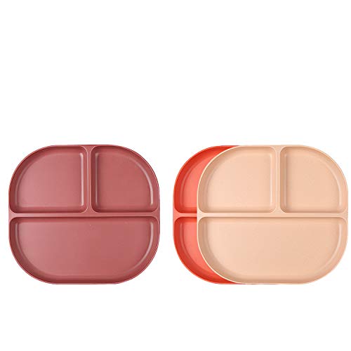Shopwithgreen-Bamboo-Kids-Divided-Plates-Set-3-Pack-Reusable-Toddler-Compartment-Plates-Baby-Dishes-tableware-BPA-free-Dishwasher-Safe-Healthy-Dinner-Plates