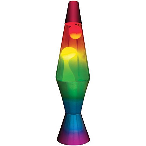 LIFESPAN BRANDS LLC Handpainted Rainbow Lava Lamp w/Aluminum Base & Cap Multi-Color Glass Globe