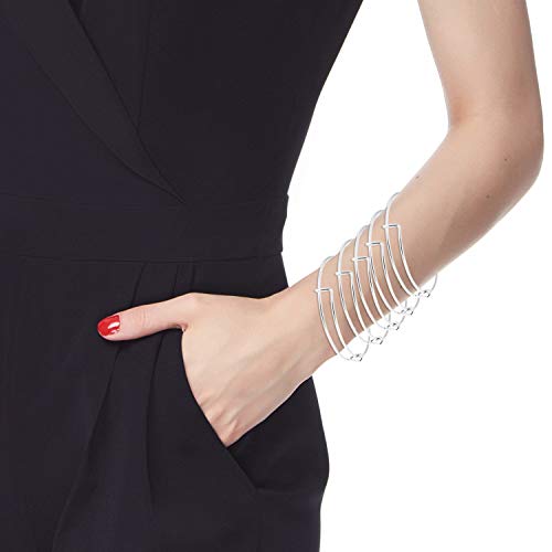 SAYAYA 50 Pieces Expandable Bangle Blank Bangle Bracelets Adjustable Bracelets for Jewelry Making (Silver) - Thumbnail 2