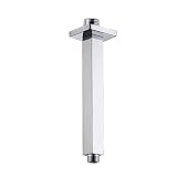 12"inch Straight Shower Arm with Flange Ceiling Mounted NPT1/2" US Standard Stainless steel Chrome Bathroom Extension Replacement (Ceiling mounted)