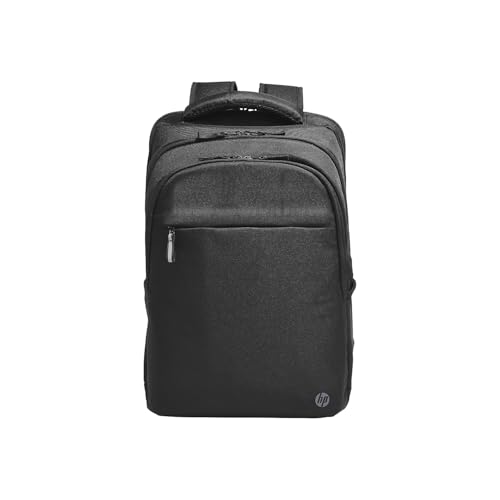 HP Professional Backpack for Laptops up to 17.3 Inches, Internal Pockets for Accessories, External Bottle Holder, Reinforced Zipper, Made of Water-Resistant Materials, Black