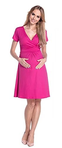 Happy Mama. Women's Maternity Jersey Flare Baby Shower Dress Short
