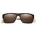 WISH CLUB Wood Square Handmade Sunglasses UV 400 Lenses Classical Style for Women and Men Adults Wooden Bamboo Vintage Light Retro Glasses (Brown)