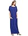 Verdusa Women's Summer Casual Loose Long Dress Short Sleeve Pocket Shift Maxi Dress Blue L