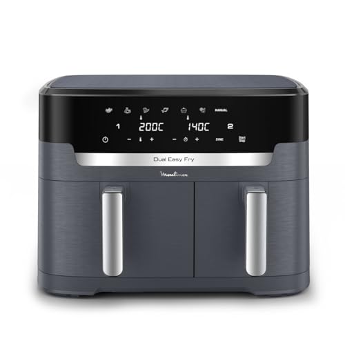Dual Easy Fry XXL, Friggitrice ad Aria 11 Litri, Doppio Cestello Antiaderente Lavabile in Lavastoviglie, Basso Consumo Energetico, 7 Modalità, App Ricette, Colore Java Pepper, EZ942B