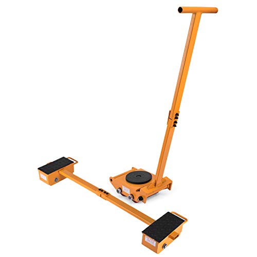OrangeAÂ Industrial Machinery Mover 6T+2X2.5T Capacity Machinery Moving Skates w/Steel Rollers Cap 360 Degree Rotation Machinery Mover Dolly with 39 Inch Push Rod (11T)