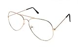 WebDeals - Clear Lens Aviator Eyeglasses Classic Mirror Retro Metal Frame… (Rose Gold Large, Clear)