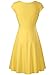 HIKA Women's Casual Elegant A Line Short Cap Sleeve Round Neck Dress (Large, Yellow)